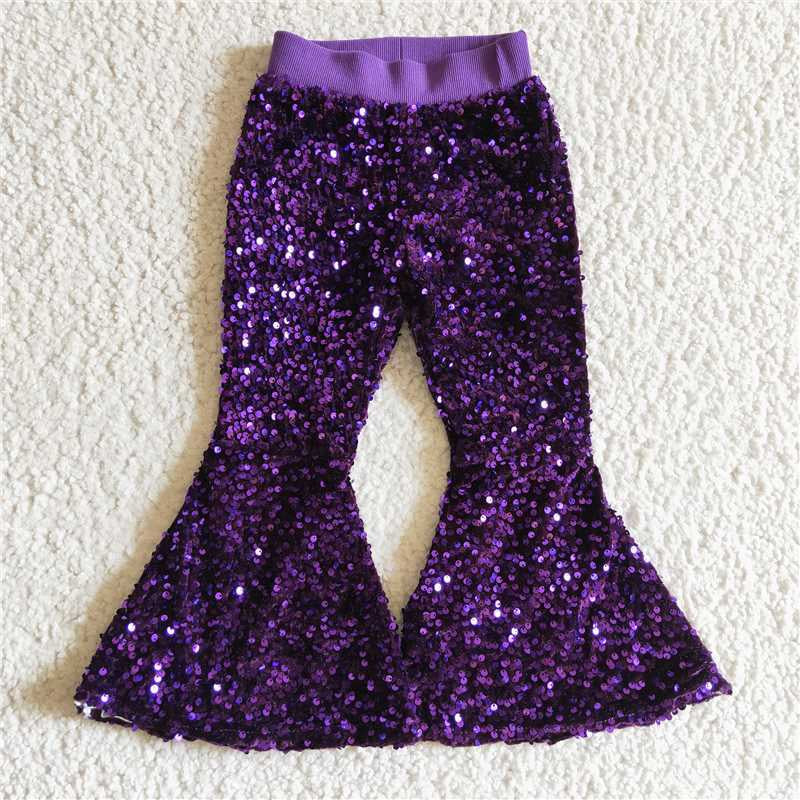 USA Shop Baby Girls Kids Purple Sequins Bell Pants Bottoms Clothes