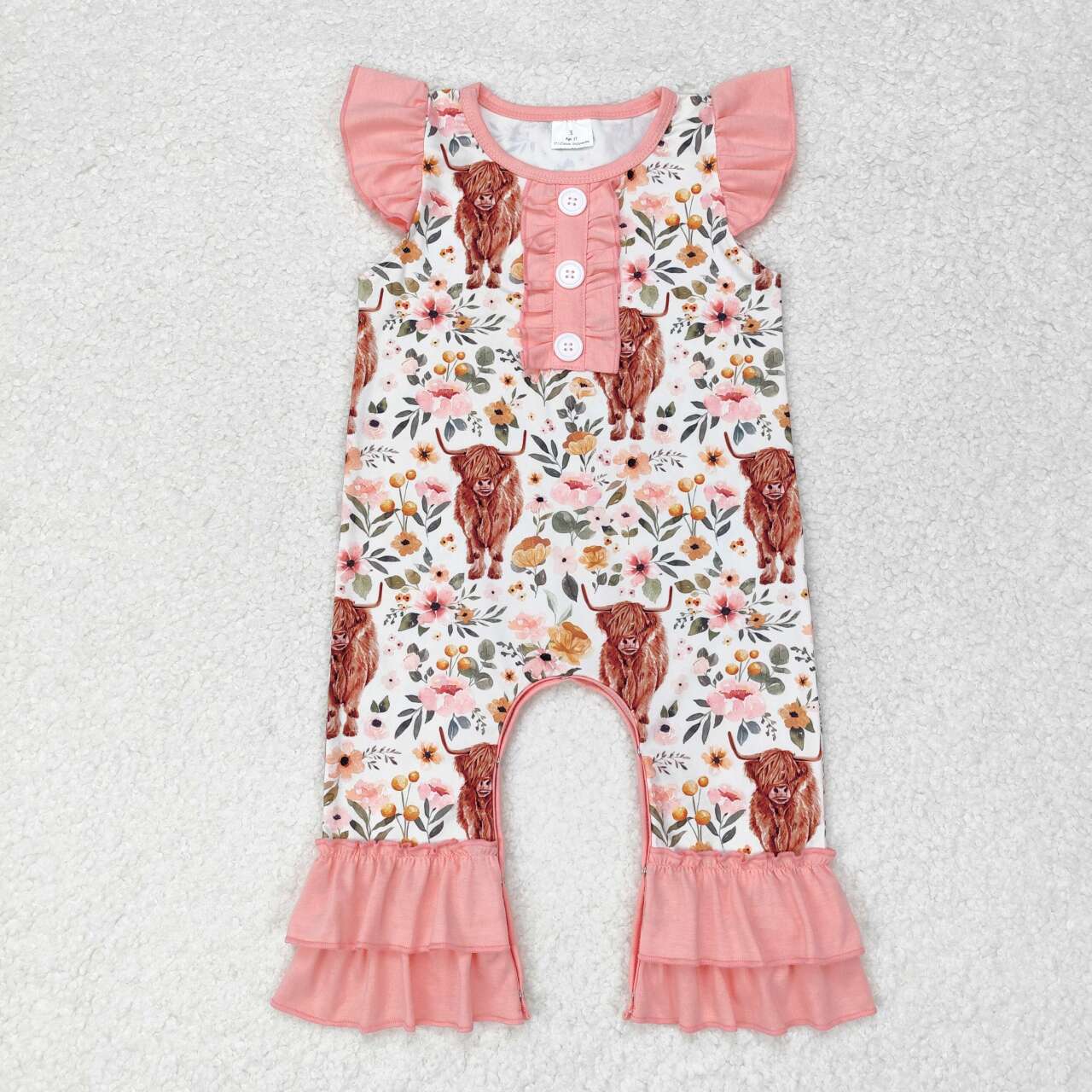 USA Shop Baby Girls Infant Short Sleeves Western Cow Print Flower Pomper Clothes
