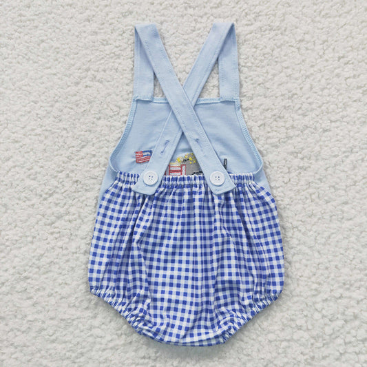 USA Shop Baby Boys Sleeveless Embroidery Flag Truck Dog 4th of July Romper
