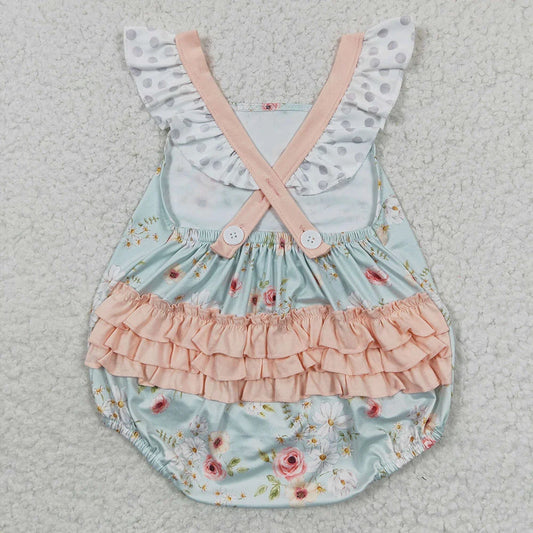 USA Shop Baby Girls Kids Short Sleeves Flower Bubble Romper Summer Clothes