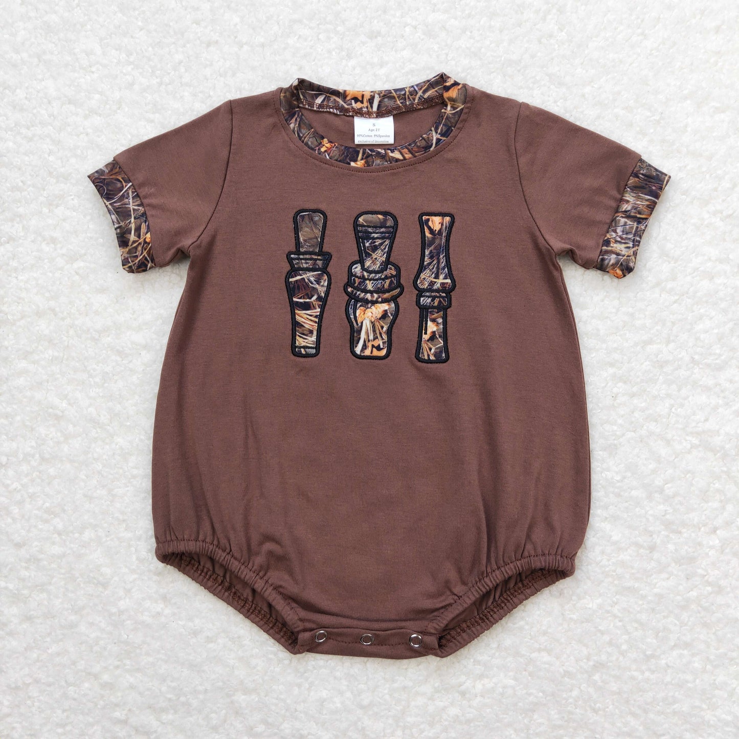 USA Shop Baby Boys Infant Short Sleeves Embroidery Camo Calls Hunting Romper