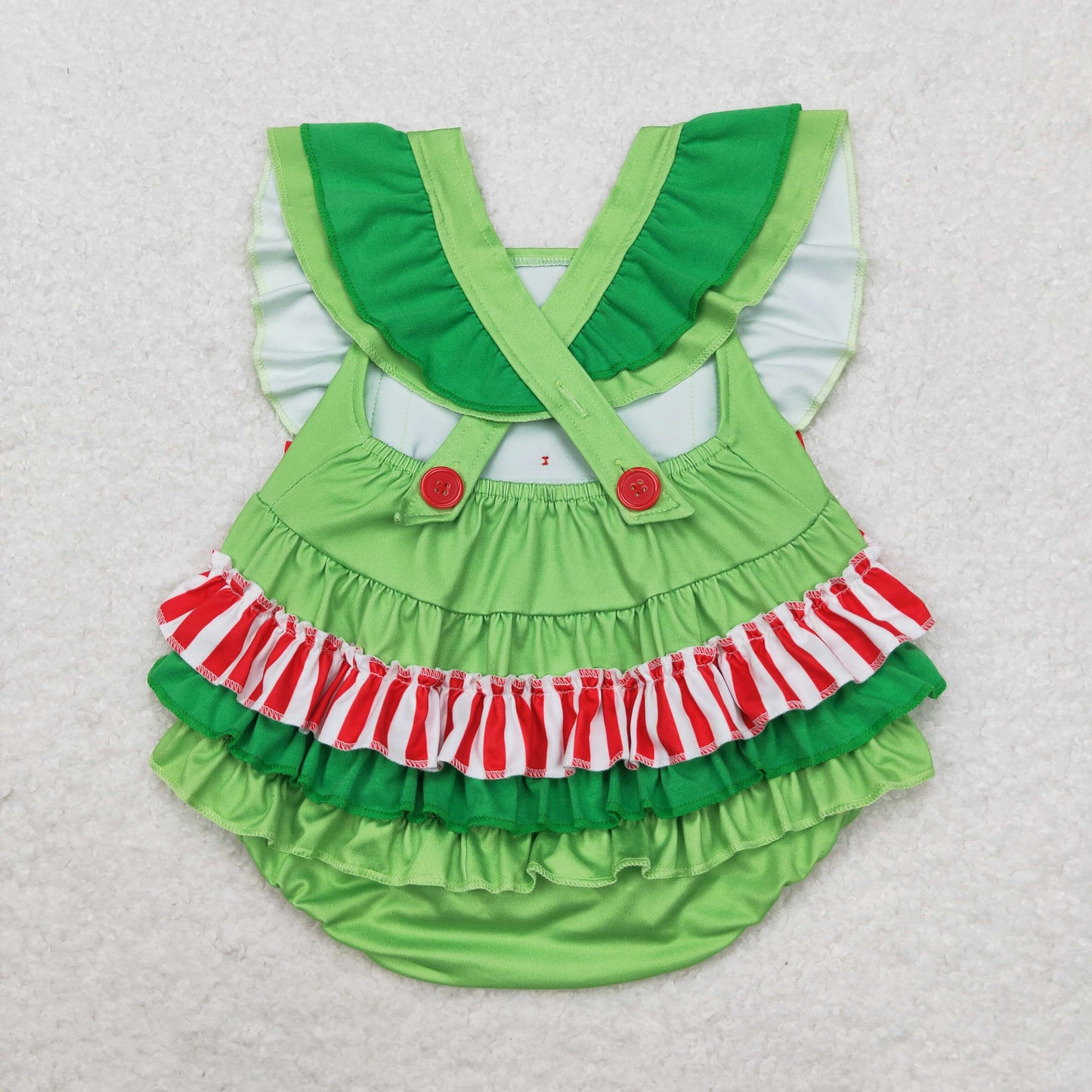 USA Shop Baby Girls Infant Christmas Hearts Green Short Sleeves Bubble Romper
