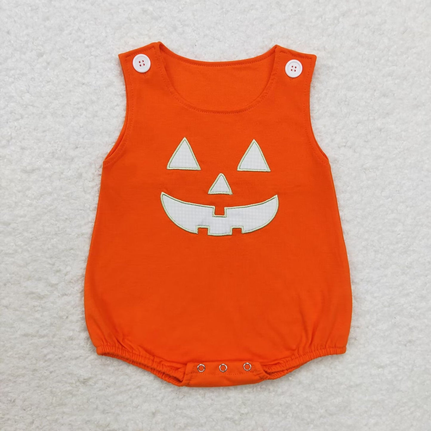 USA Shop Baby Boys Infant Embroidery Halloween Face Orange Bubble Romper
