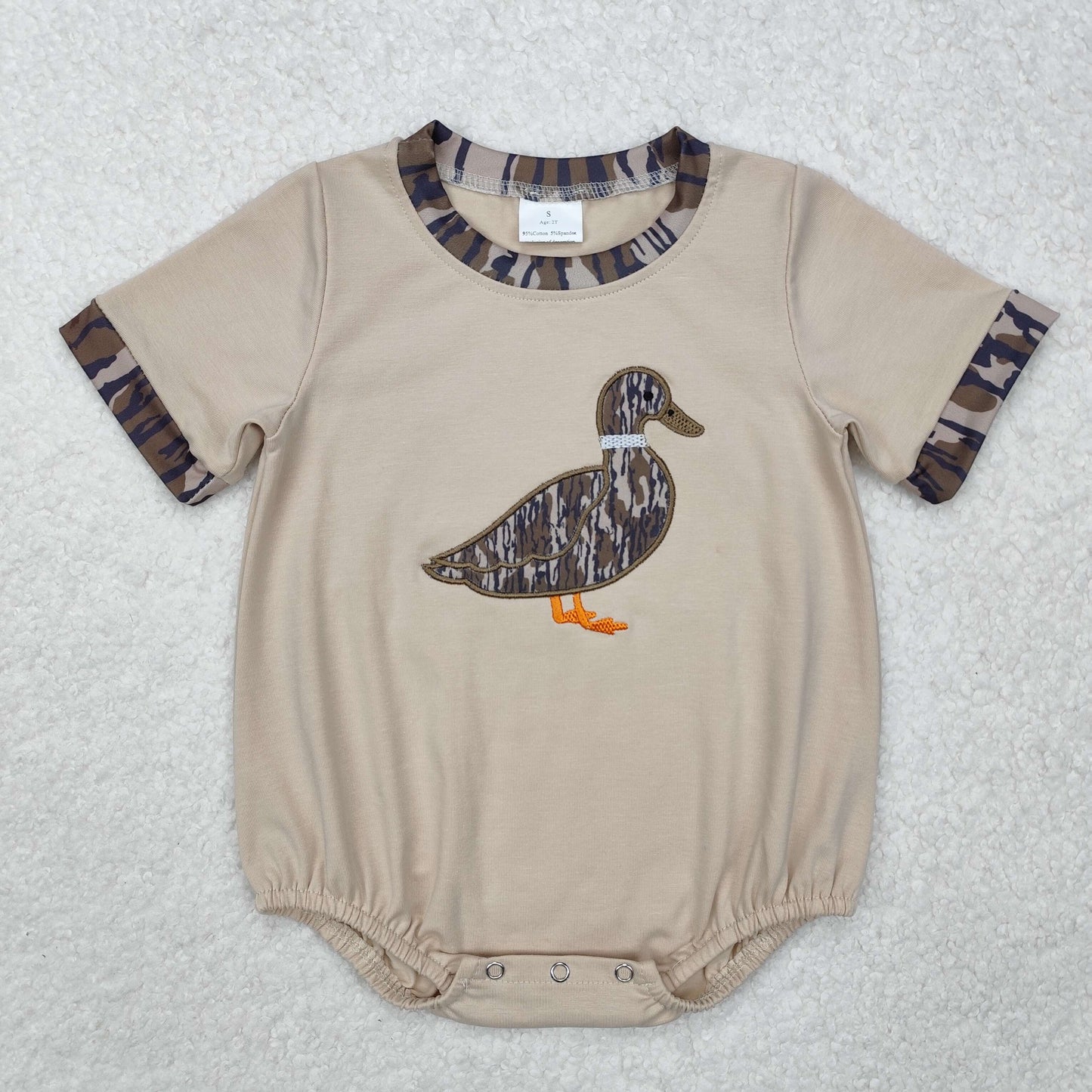 USA Shop Baby Boys Infant Short Sleeves Embroidery Camo Duck Bubble Romper