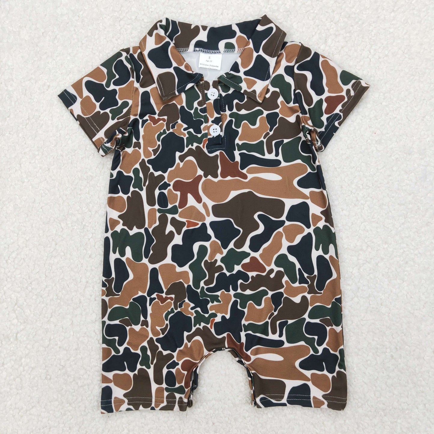 USA Shop Baby Boys Short Sleeves Brown Green Camo Buttons Romper