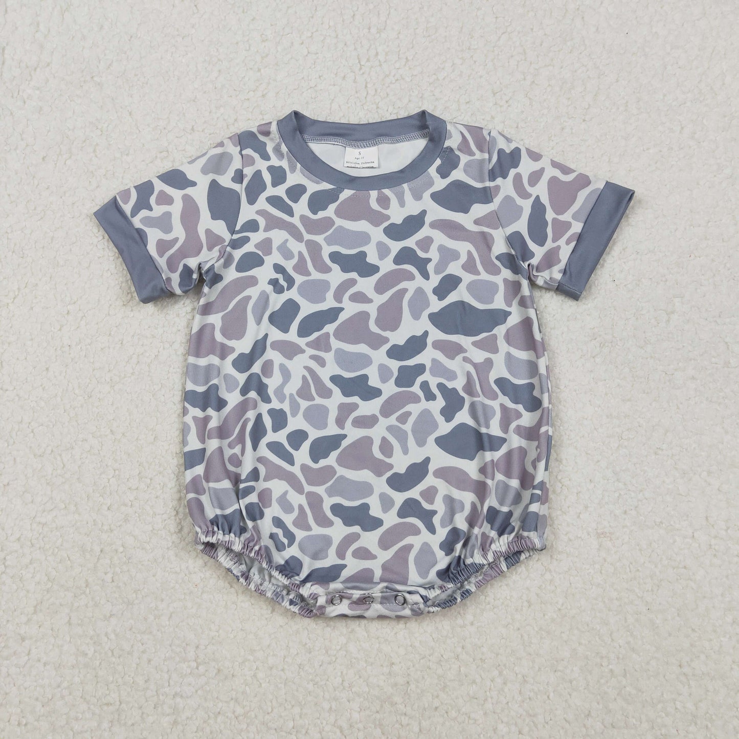 USA Shop Baby Boys Infant Short Sleeves Grey Camo Bubble Romper