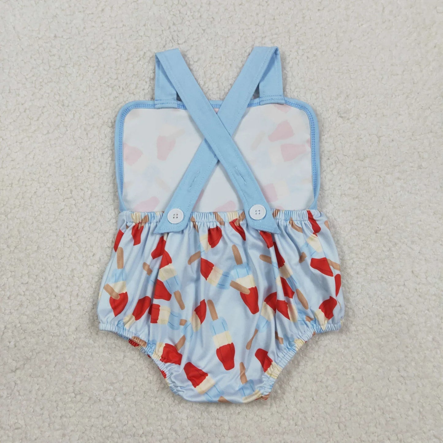 RTS Baby Boys Kids Popsicles 4th of July Blue Bubble Romper Set Clothes