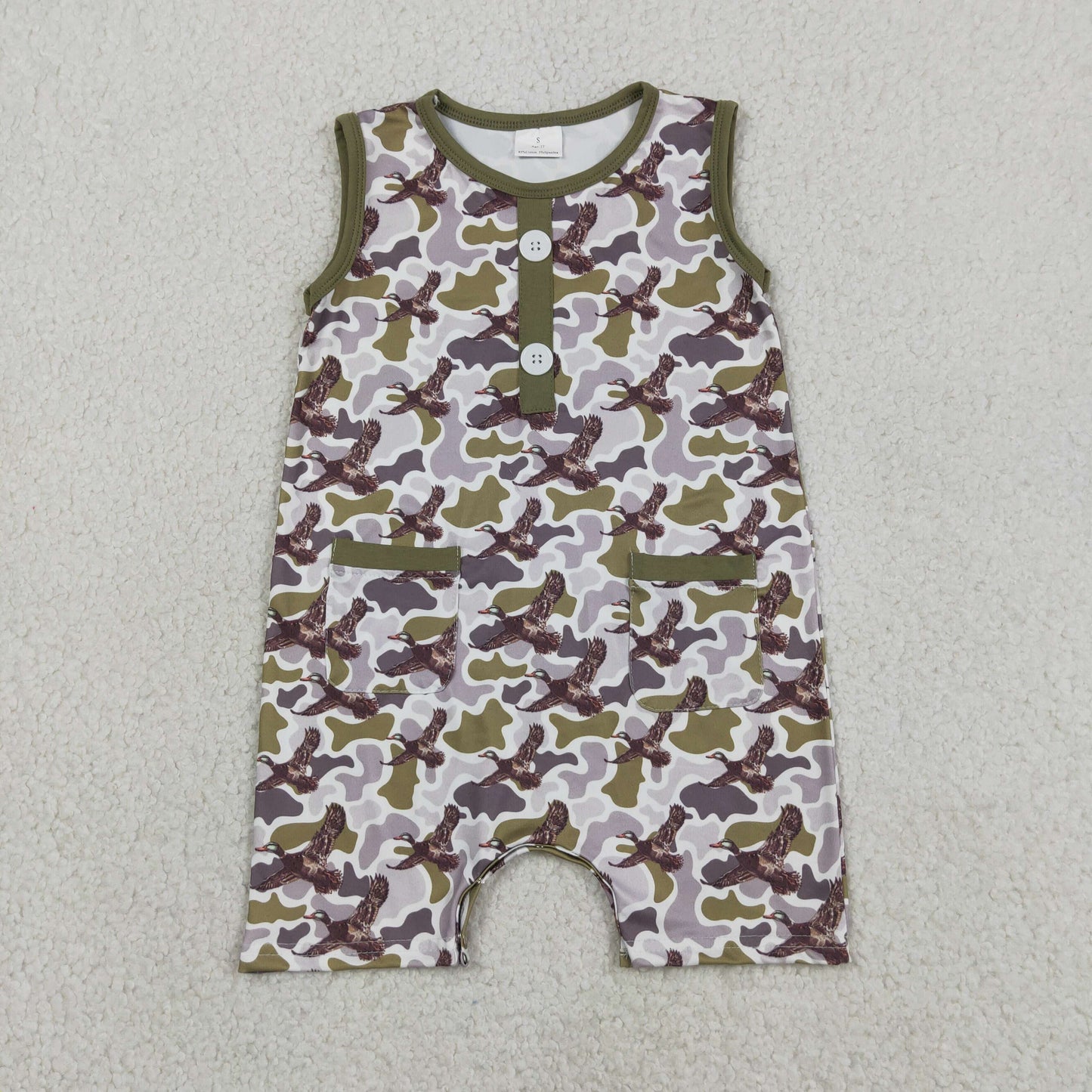 Sibling Baby Boys Kids Buttons Romper Summer Set Ducks Camo Clothes