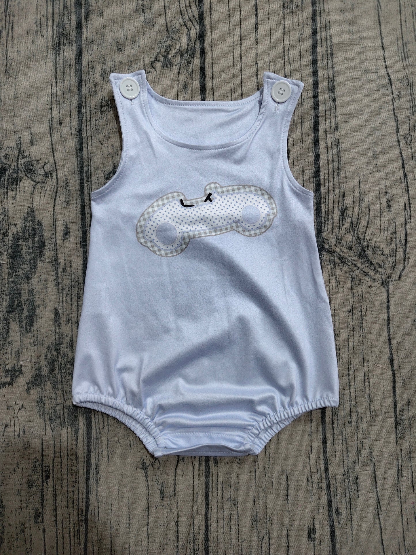 Preorder Baby Boys Infant Blue Sleeveless Car Summer Bubble Romper