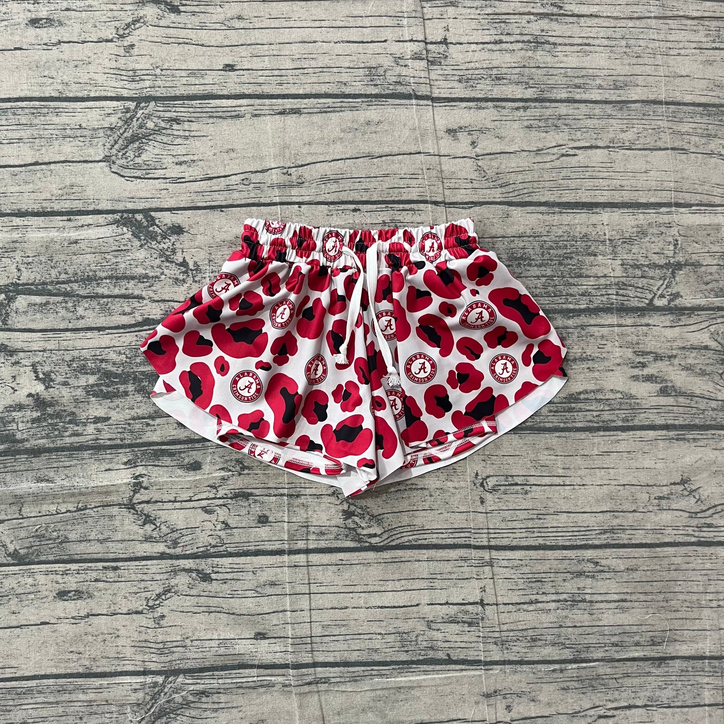 Preorder Baby Girls Kids Red Leopard A Team Yoga Active Ruffle Shorts Bottom