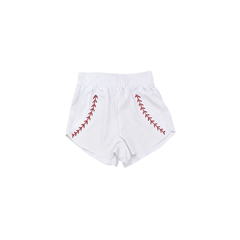 Preorder Baby Girls Kids White Baseball Yoga Active Shorts Team Sport Clothes ( Moq 5 )