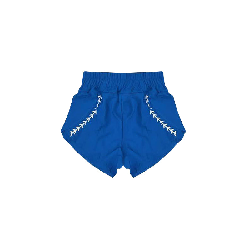 Preorder Baby Girls Kids Blue Baseball Yoga Active Shorts Team Sport Clothes ( Moq 5 )