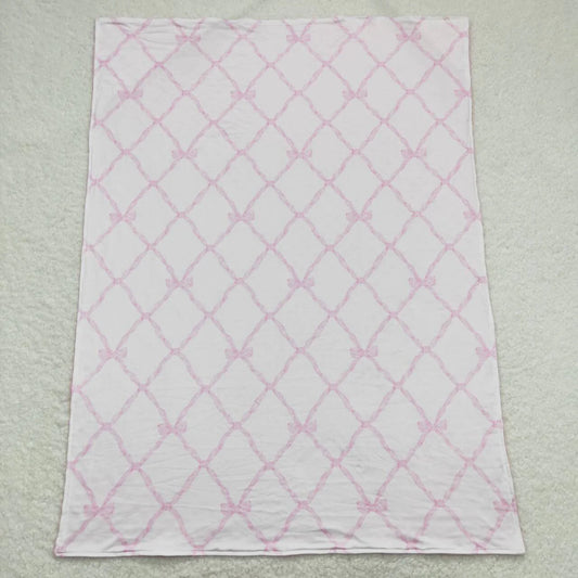 BL0132 Baby Girls Kids Bows Pink Blanket