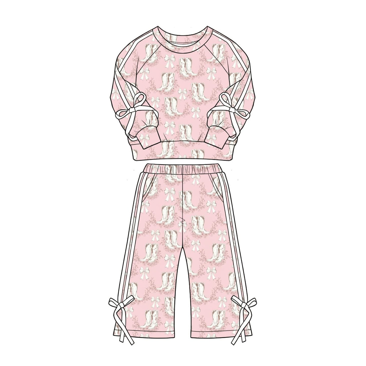 Moq 5 Preorder Baby Girls Kids Long Sleeves Boots Bows Flower Shirt Pockets Pants Set Clothes