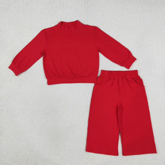 Sibling Baby Girls Adult Women Long Sleeves Red Shirts Pockets Pants Cotton Sets