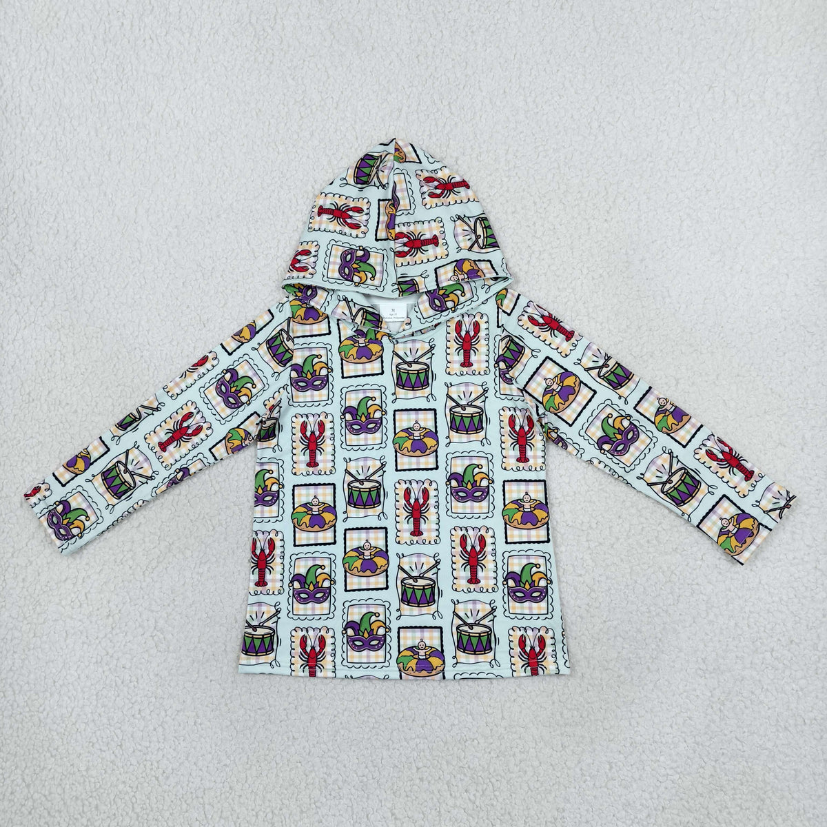 Baby Boys Kids Long Sleeves Crayfish Masks Pullover Shirt Mardi Gras Clothes