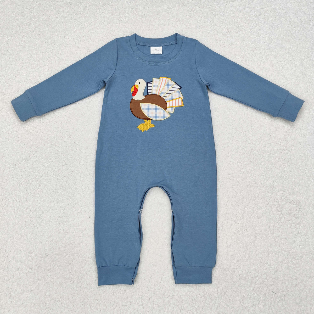 Baby Boy Thanksgiving Embroidery turkey Long Sleeves Romper