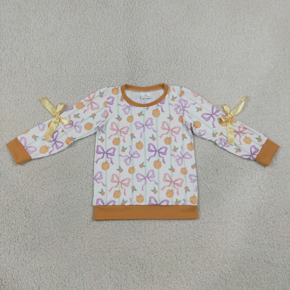 Sibling Baby Girls Kids Long Sleeves Pumpkins Bows Shirts Fall Tops Clothes