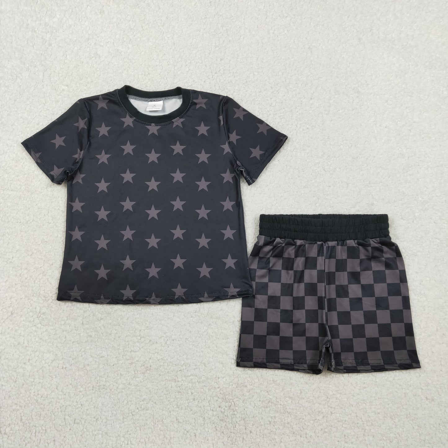 RTS Baby Boys Kids Short Sleeves Stars Tops Checked Shorts Clothes Summer Set