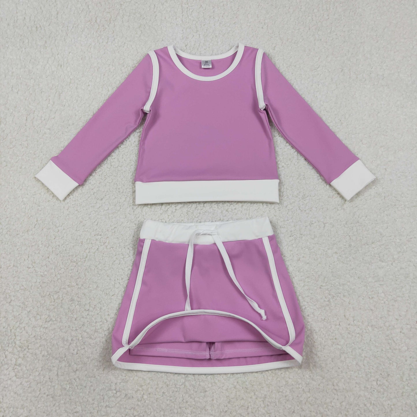 RTS Baby Girls Kids Purple Long Sleeve Shirt Skirts Shorts Yoga Clothes Set