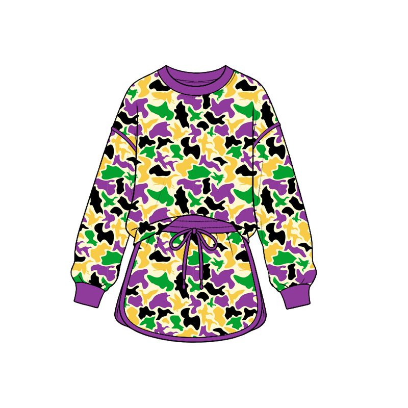 Moq 5 Preorder Baby Girls Kids Ducks Camo Shirt Skirt Shorts Mardi Gras Set Clothes