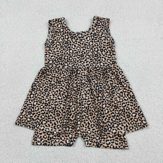 Baby Girl Infant Sleeveless Leopard Ruffle Zipper Romper Clothes