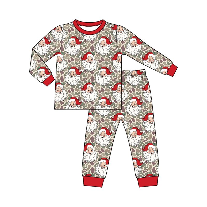 Moq 5 Preorder Baby Boys Kids Santa Camo Print Shirt Pants Christmas Set Pajamas Clothes