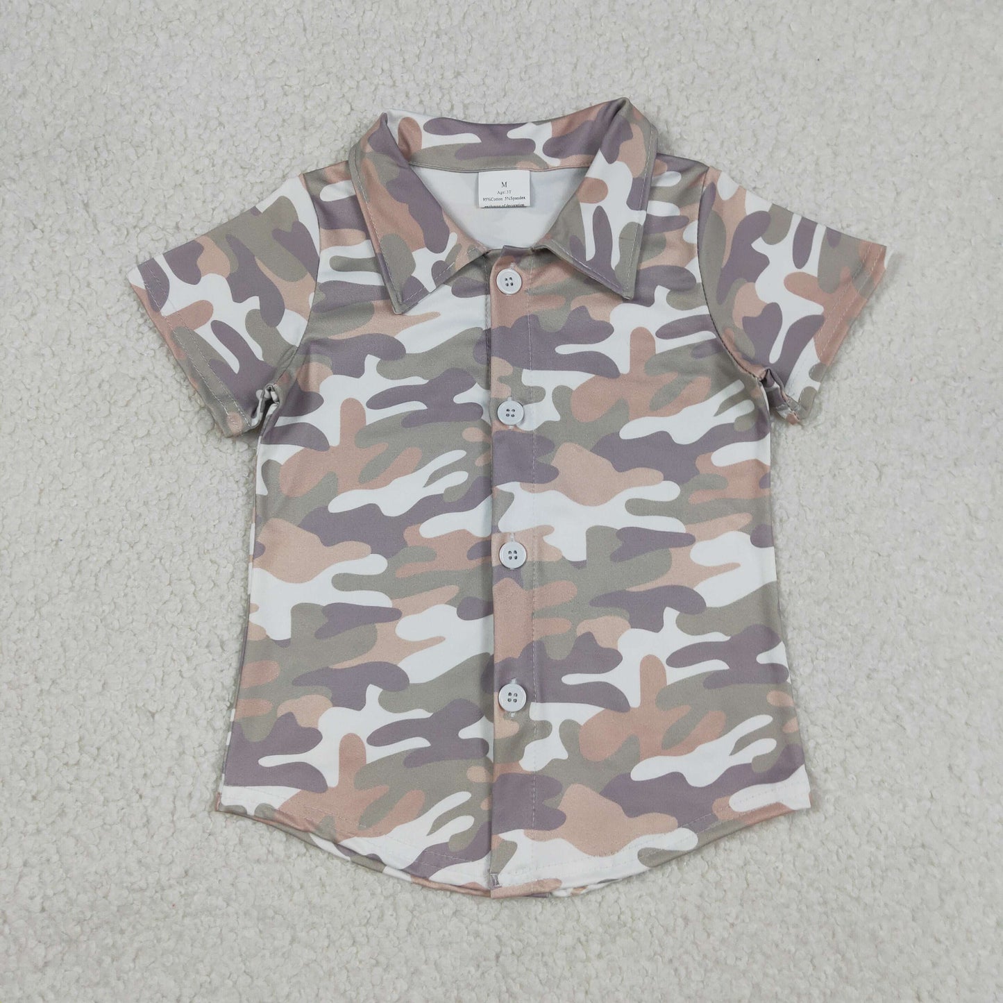 Baby Boys Camo Pattern Short Sleeves Buttons Cardigan Shirt