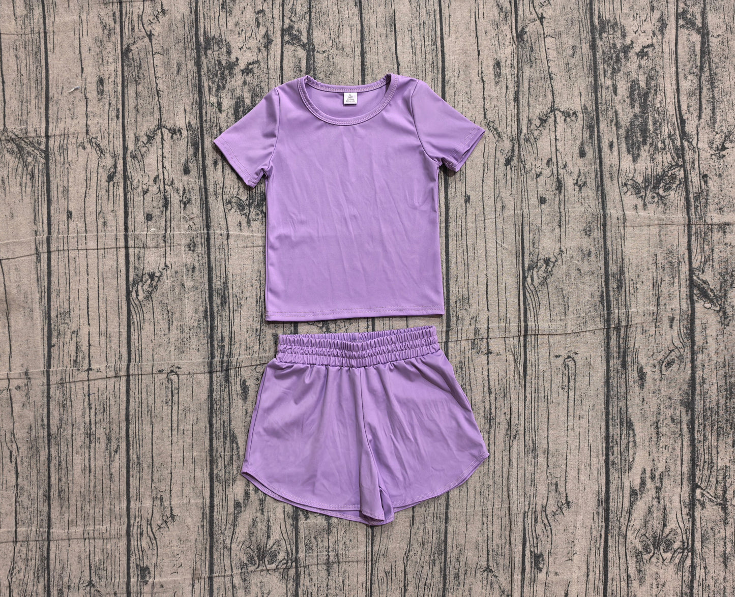Preorder Baby Girls Kids Short Sleeves Shirt Skirt Shorts Yoga Active Set Purple Clothes