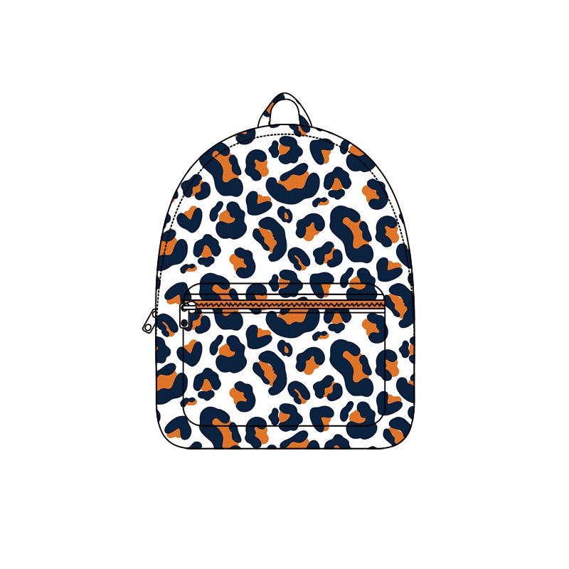 Moq 5 Preorder Baby Toddler Kids Navy Orange Leopard Zipper Pocket Backpack Team Bag