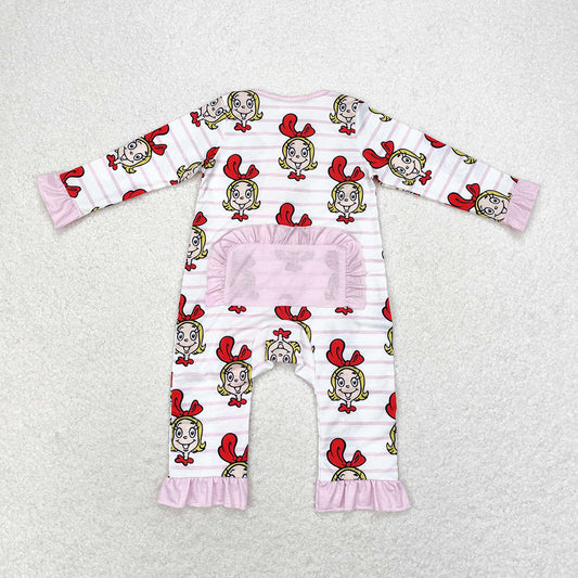 USA Shop Baby Girls Infant Long Sleeves Green Face Christmas Bamboo Zippy Romper