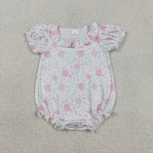 RTS Sibling Baby Girls Kids Short Sleeves Flower Ruffle Romper Dress Summer Clothes