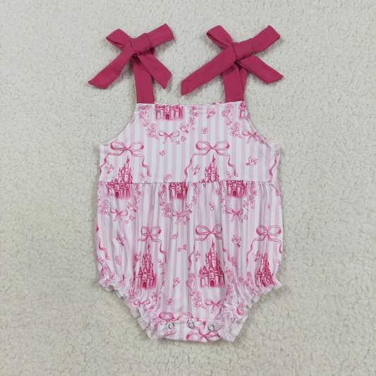 RTS Sibling Baby Girls Kids Castles Bows Flower Rompers Dress Sets