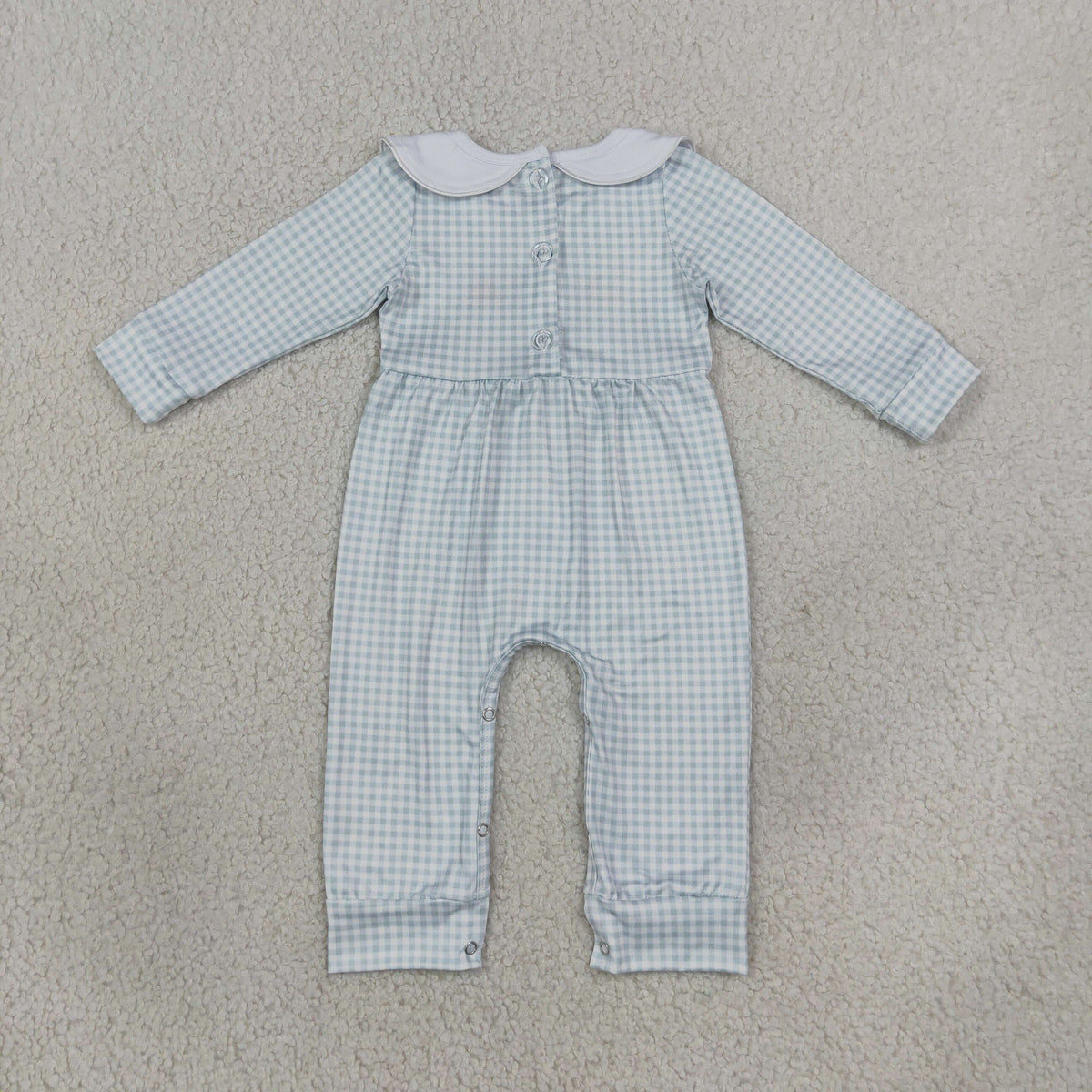 Baby Boy Infant Embroidery turkey Pumpkin Plaid Romper Fall Clothes