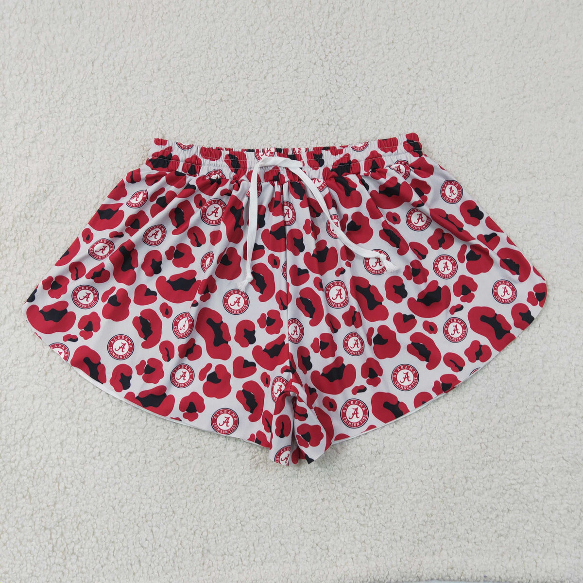 Adult Women Red Leopard A Team Yoga Active Ruffle Shorts Bottom RTS