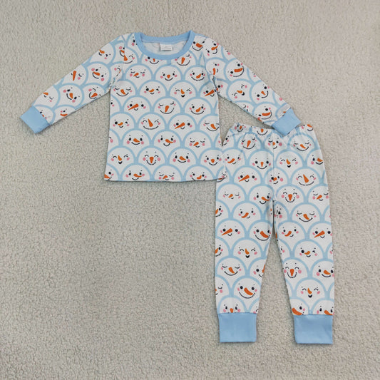 Baby Boy Kids Long Sleeves Shirt Pants Christmas Set Blue Pajamas Clothes