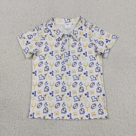 Baby Boys Kids Short Sleeves Football Buttons Pullover Tigers Shirt Team Tops