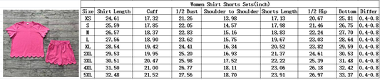 RTS Adult Women Short Sleeves Flower Bows Scallop Shirt Shorts Clothes Set