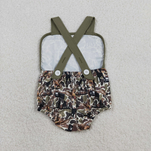 RTS Baby Boys Infant Sleeveless Ducks Dogs Camo Hunting Bubble Romper