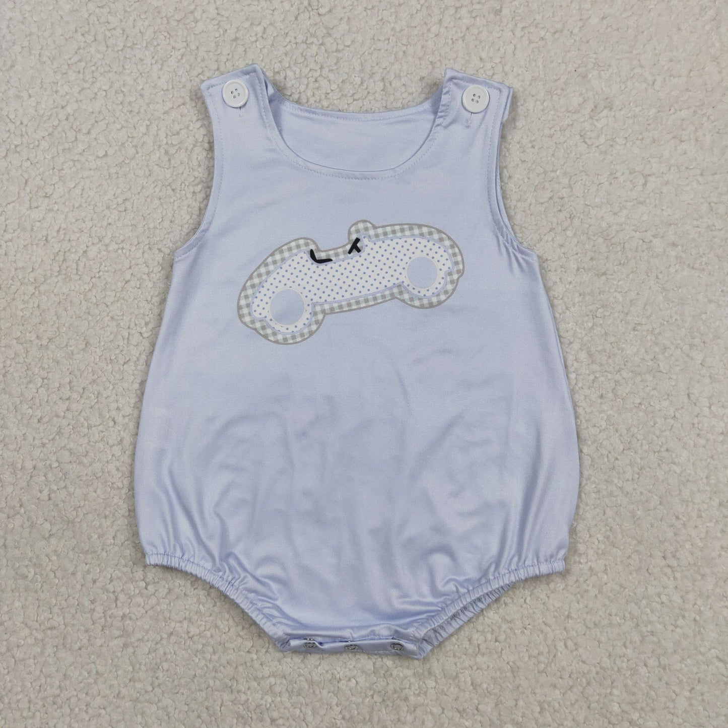Baby Boys Infant Blue Sleeveless Car Summer Bubble Romper RTS