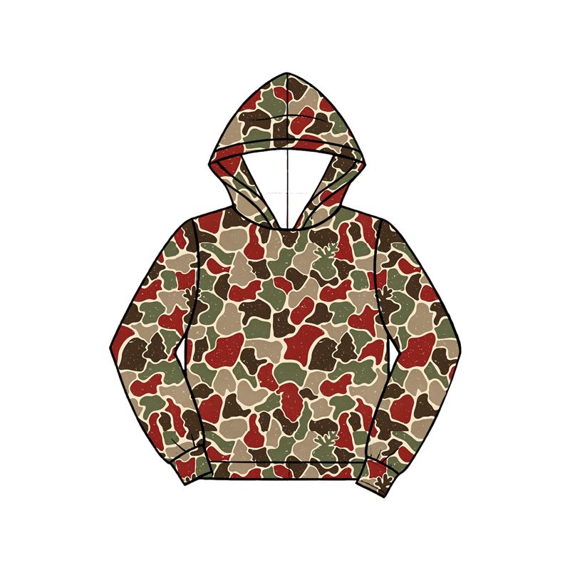 Moq 5 Preorder Baby Boys Kids Tree Deer Camo Print Pullover Hoodie Shirt Christmas Clothes