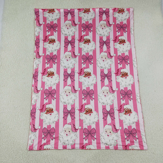 Baby Girls Kids Christmas Santa Bows Pink Stripes Blanket