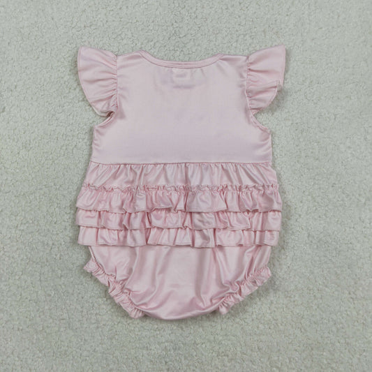 RTS Baby Girls Infant Short Sleeves Cherry Bows Ruffle Bubble Romper