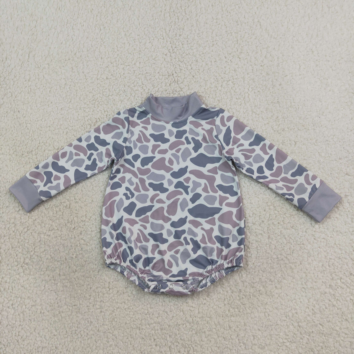 Baby Boys Infant Long Sleeves Grey Camo Bubble Romper Clothes