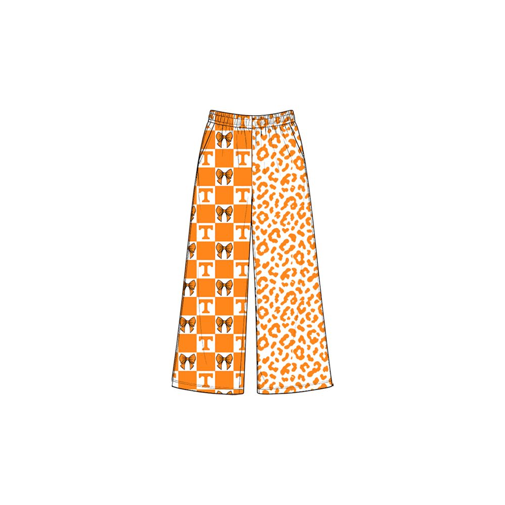 Moq 5 Baby Girls Kids Bows Orange Leopard Pants Bottoms Team Clothes