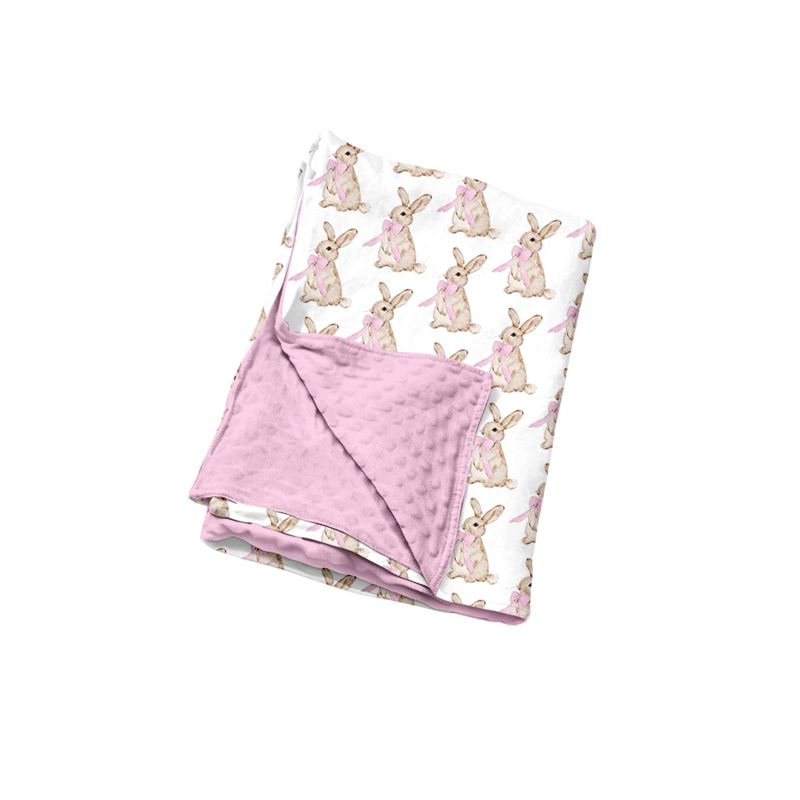 Moq 5 Preorder Baby Girls Toddler Rabbits Bows Easter Pink Blanket