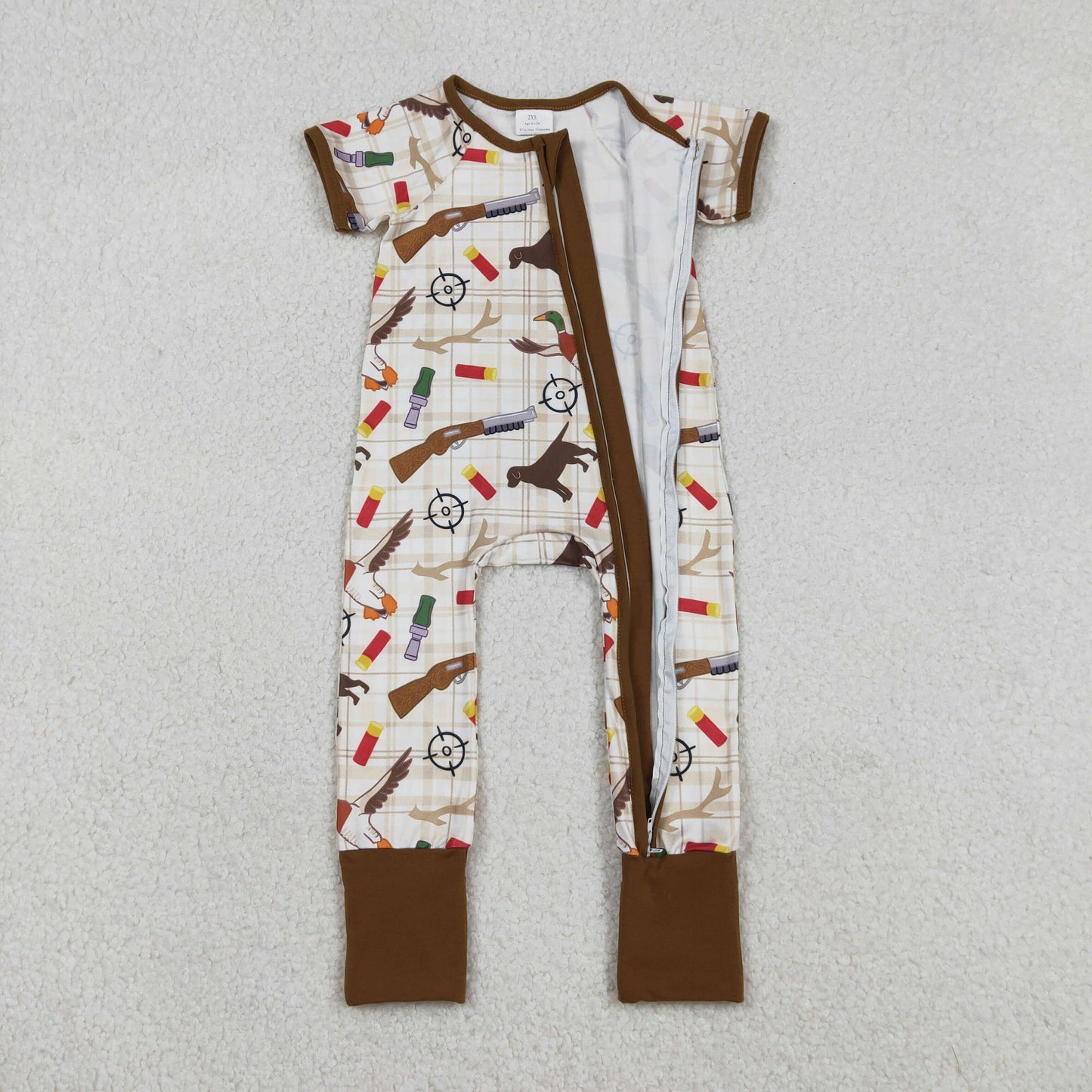 Baby Boys Kids Long Sleeves Ducks Dogs Zipper Sleeper Hunting Romper