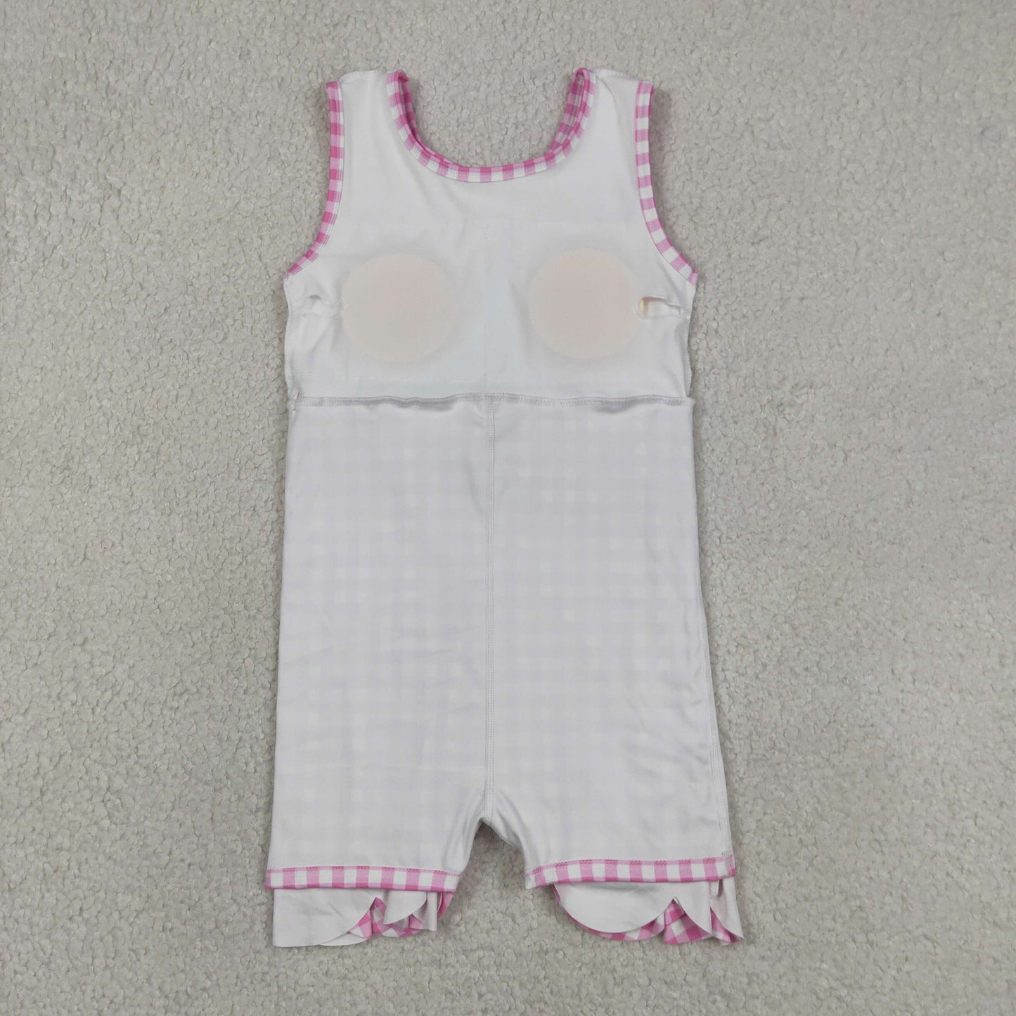 Baby Girls Kids Sleeveless Pink Plaid Scallop Yoga Knee Length Dress