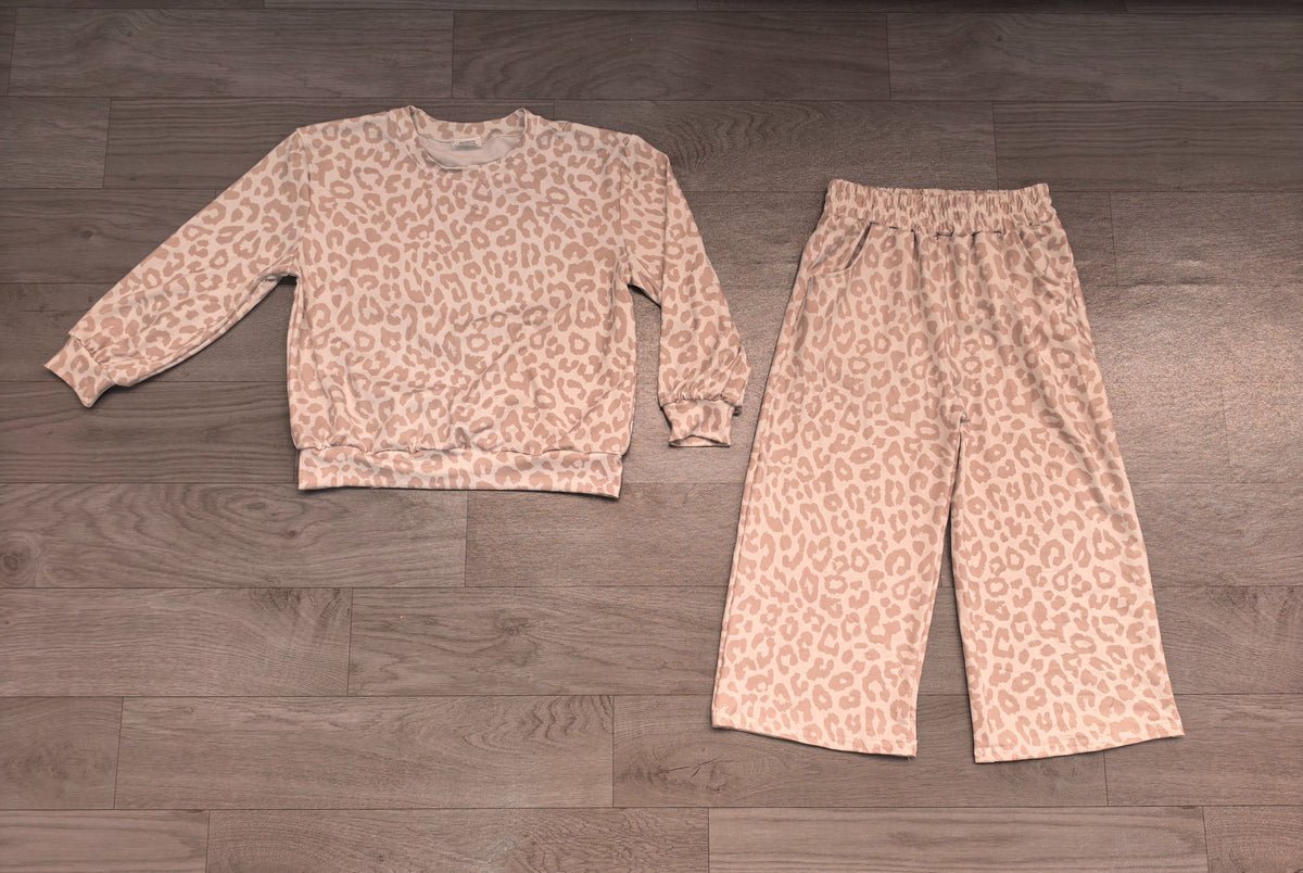 No moq Preorder Baby Girls Kids Long Sleeves Shirt Leopard Pockets Pants Set Clothes
