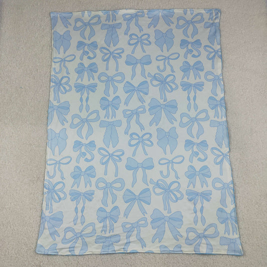 Baby Girls Kids Blue Bows Blanket